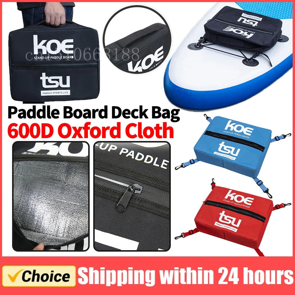 Sac planche paddle oxford bleu rouge noir clips pratique sportif