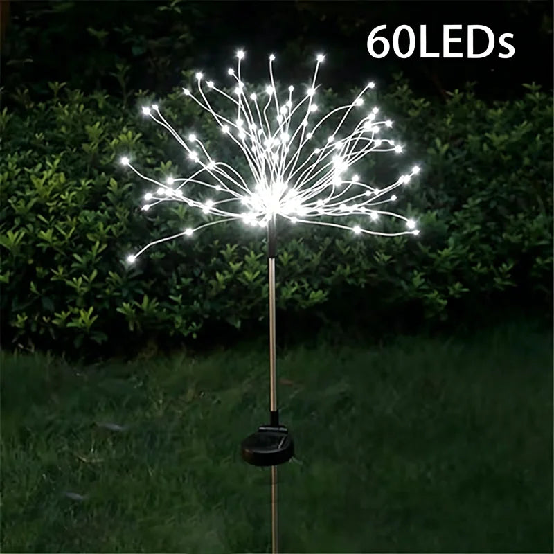 lumières solaires feux d'artifice multicolores modernes extérieures autoinstallation festive led jardin patios cour