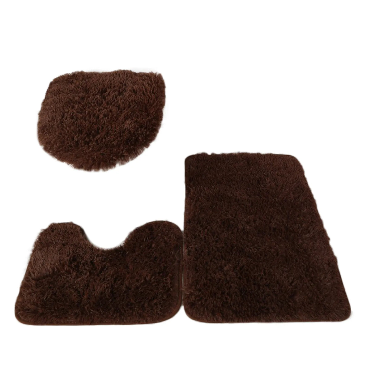 tapis toilette rose violet gris clair peluche points moderne antidérapant ensemble trois pièces