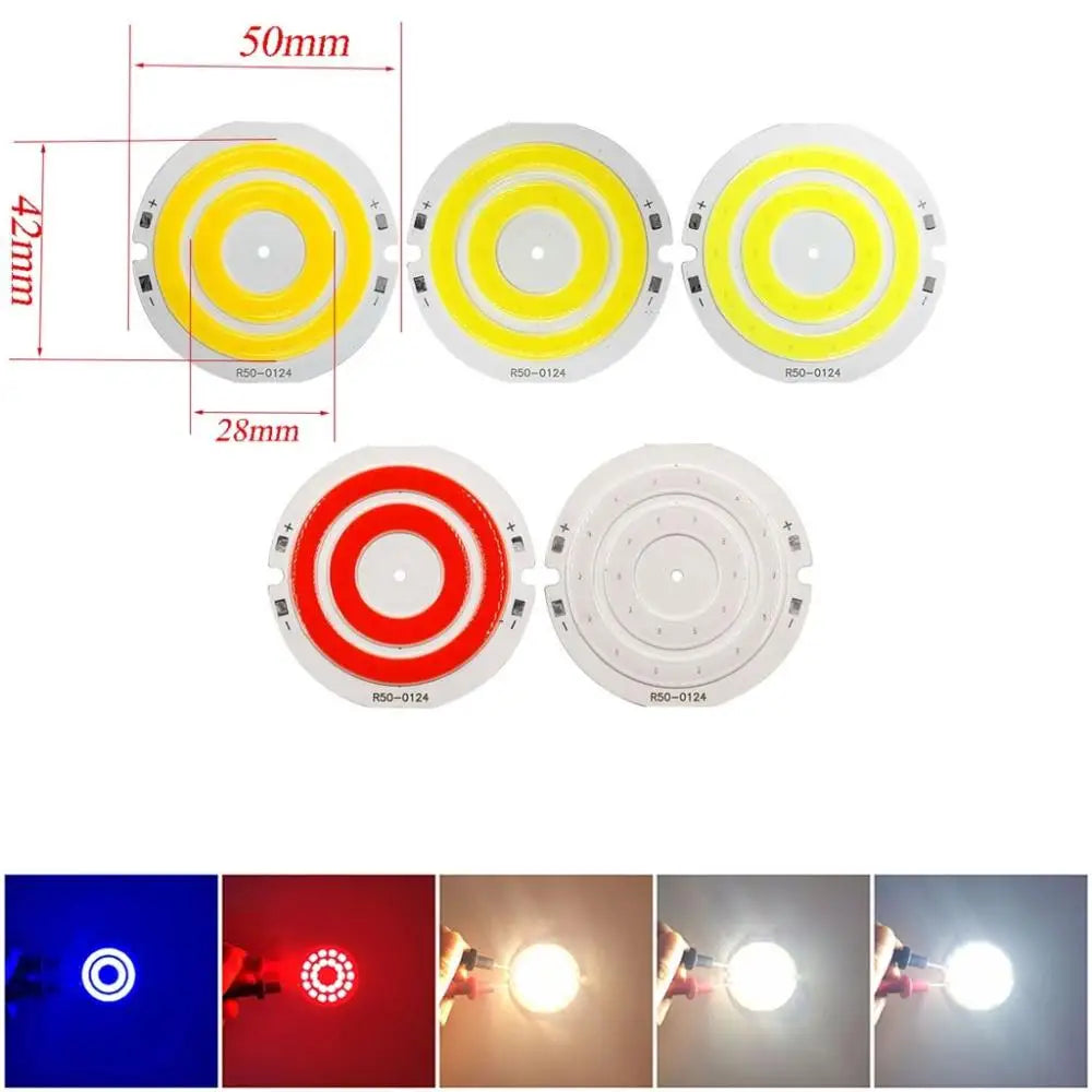 ampoule led cob 50mm blanc jaune orange rayures concentriques moderne éclairage décoration travail bricolage