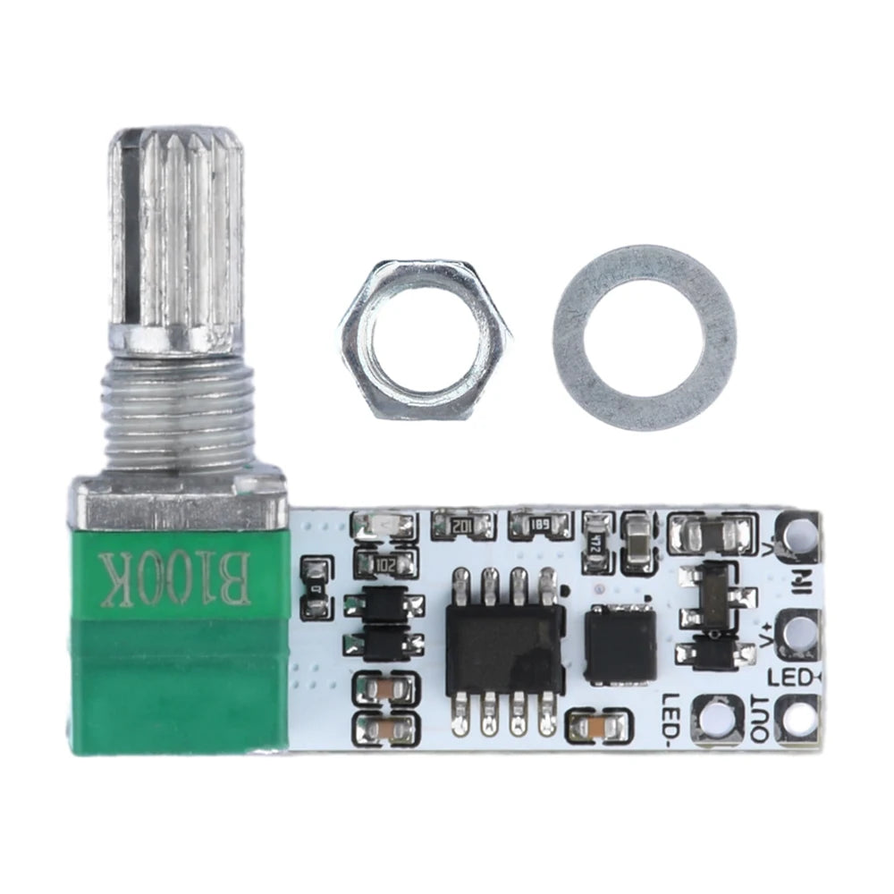 module variateur led réglage luminosité potentiomètre rotatif bouton poussoir industriel électronique fixations connecteurs vis
