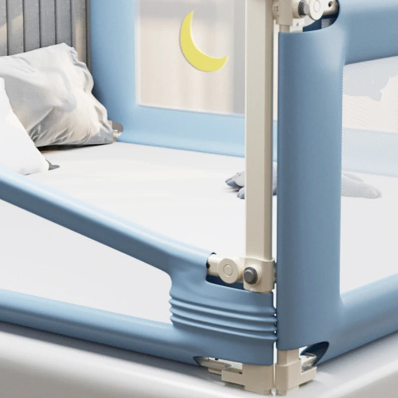 clôture lit enfant bleu clair motifs animaux clips magnétiques gris clair lune étoile moderne