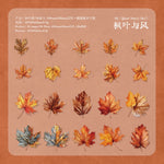 feuilles artificielles orange rouge vert bleu marron jaune adhésives scrapbooking bricolage papeterie manuelle naturelle