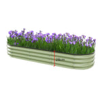 Bac fleurs moderne acier galvanisé rayures horizontales beige vert 105x60x28cm