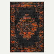 tapis noir orange vintage oriental motif abstrait vieilli salon chambre decoration