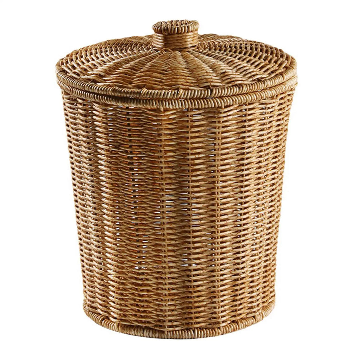 panier tressé naturel couvercle traditionnel rangement linge couleur beige rustique