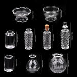 miniatures bouteilles verre transparent texturé vintage bouchons liège couvercle verre