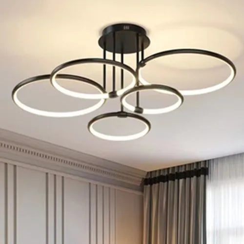 lampe suspendue or noir anneau circulaire moderne led télécommande chambre cuisine
