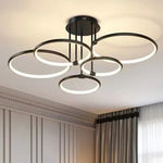 lampe suspendue or noir anneau circulaire moderne led télécommande chambre cuisine