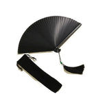 éventail danse bambou handmade kimono fan classique noir rouge rayures tassel