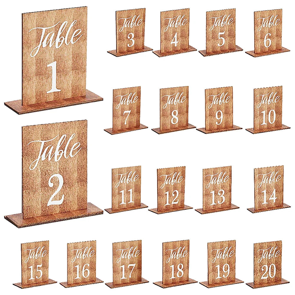 marqueurs table bois numérotés 20 rustique mariage centres tables decoration événements