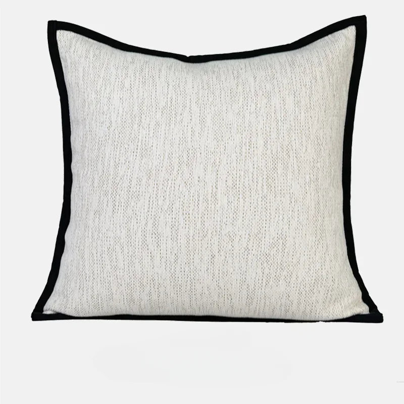 coussin carré jacquard polyester géométrique moderne blanc marron olive texture tissée décoration canapé voiture