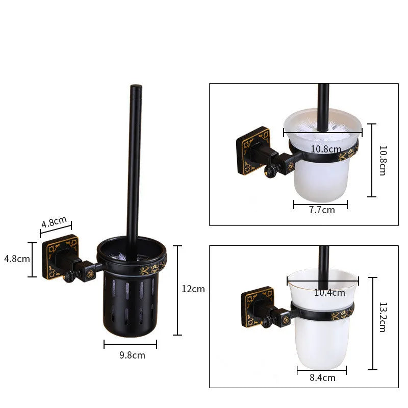 porte brosse wc bronze ornements floraux brosse aluminium pot rangement classique plaque noir