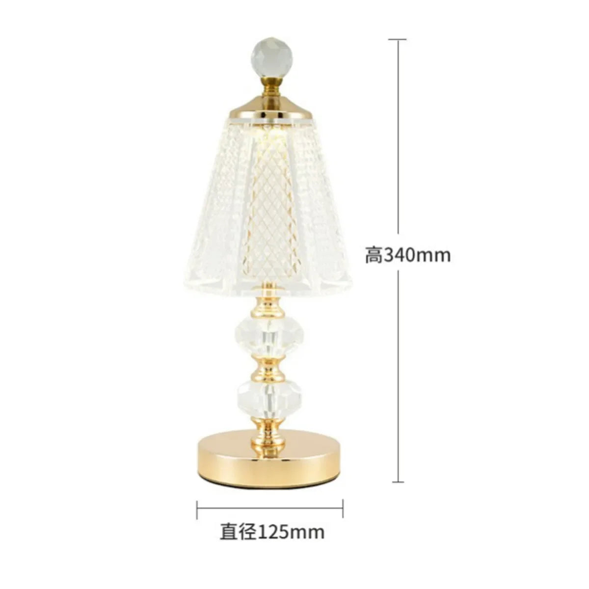 lampe table led or transparent cristal moderne rechargeable sans fil abat jour geometrique