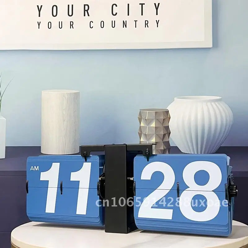 horloge murale quartz flip numérique horloge bleue moderne horloge blanche rétro horloge grise numérique
