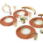 serviettes table boho chic bleu marine beige tissées rustiques décoration table événements maison