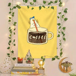 tapisserie murale cartoon tasse canard chambre salon minimaliste jaune clair polyestère lavable machine