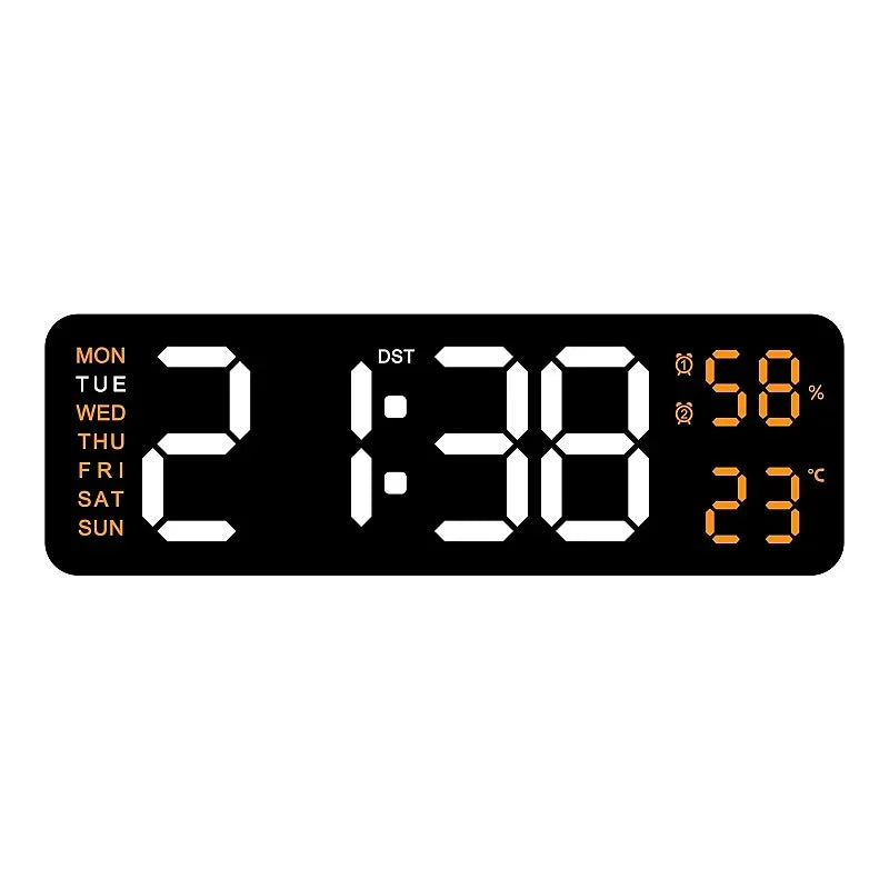 horloge numérique murale led noir bleu vert affichage temperature humidite réveil électronique aiguille moderne