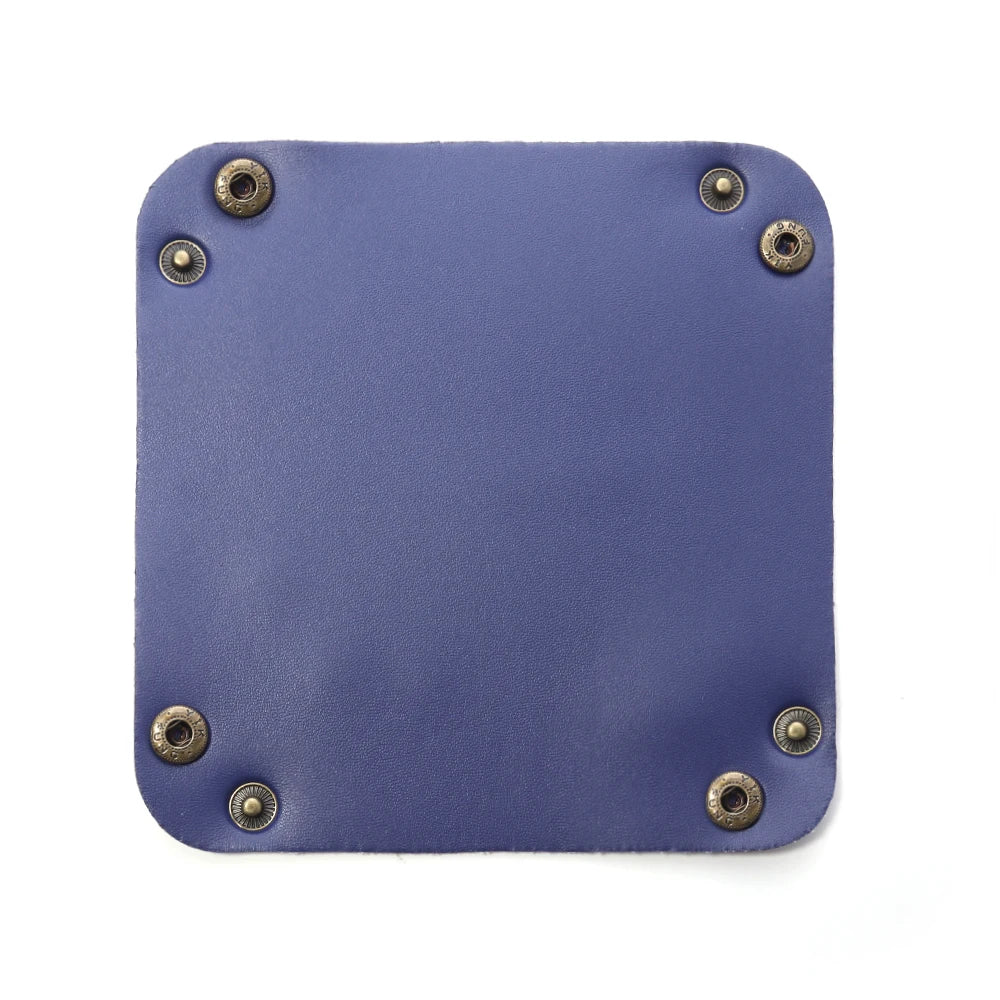 porte bijoux pliable simili cuir moderne bleu rose violet noir blanc minimaliste dorés 15x15cm
