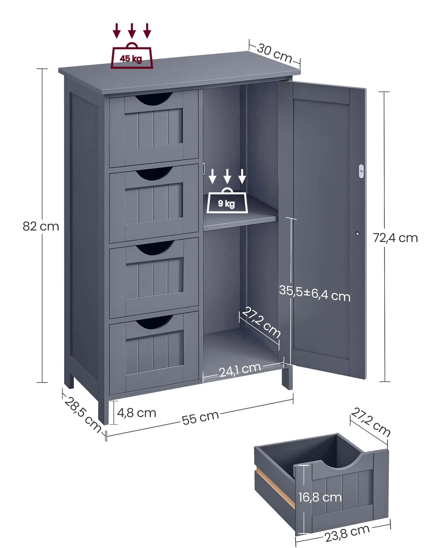 Meuble salle de bain design moderne gris foncé