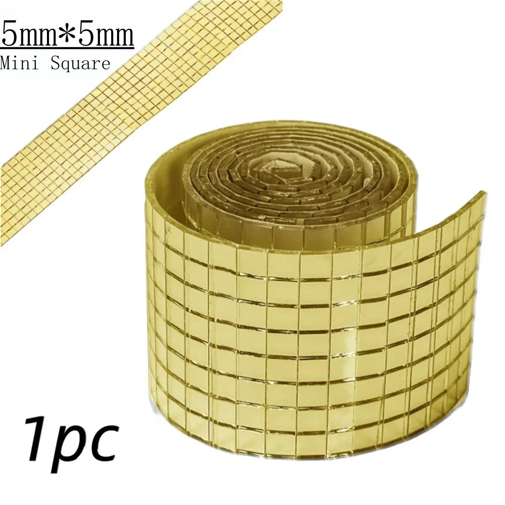 miroir mosaïque argenté doré adhésif deco fête carrés modernes opaques set