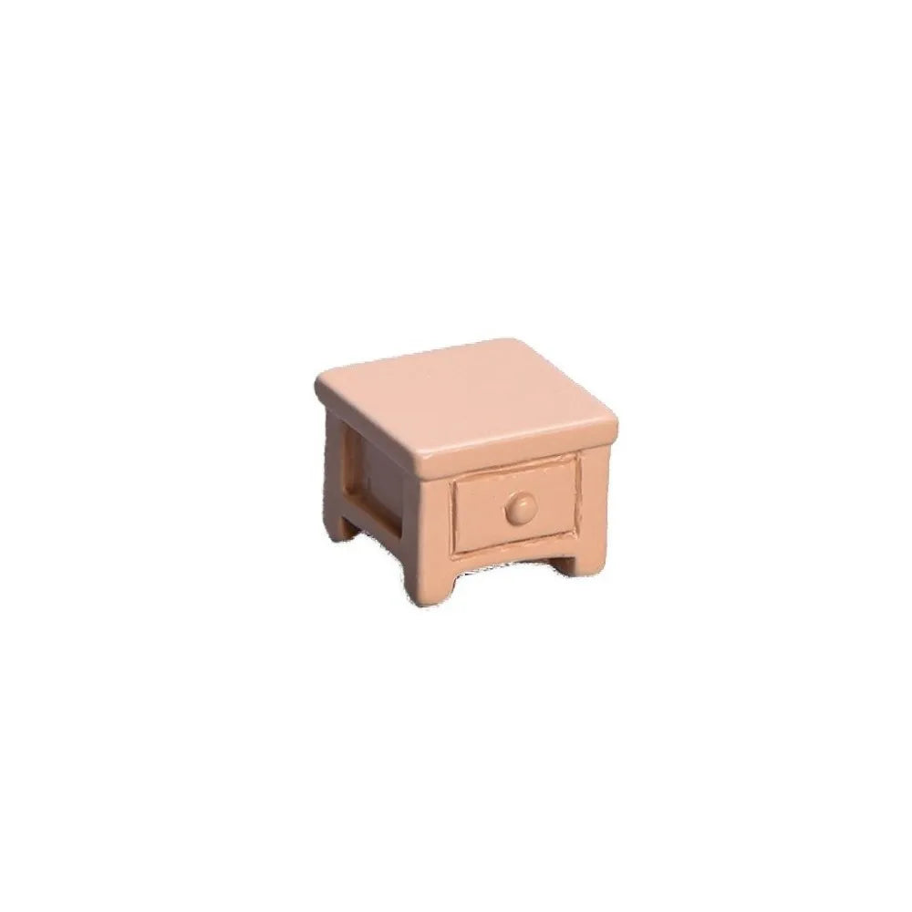 miniature meubles salon moderne fauteuils table basse commode décorations maison résine beige marron blanc