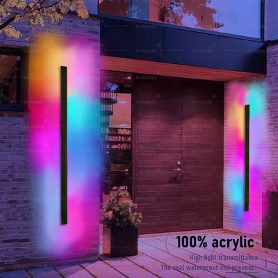 Applique murale extérieure étanche IP65 RGB noire en aluminium
