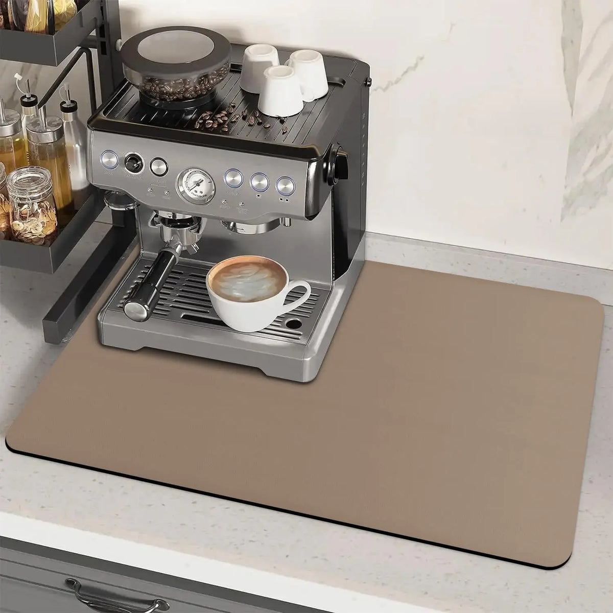 tapis protection machine anti goutte cuisine moderne rectangulaire absorption eau noir bleu