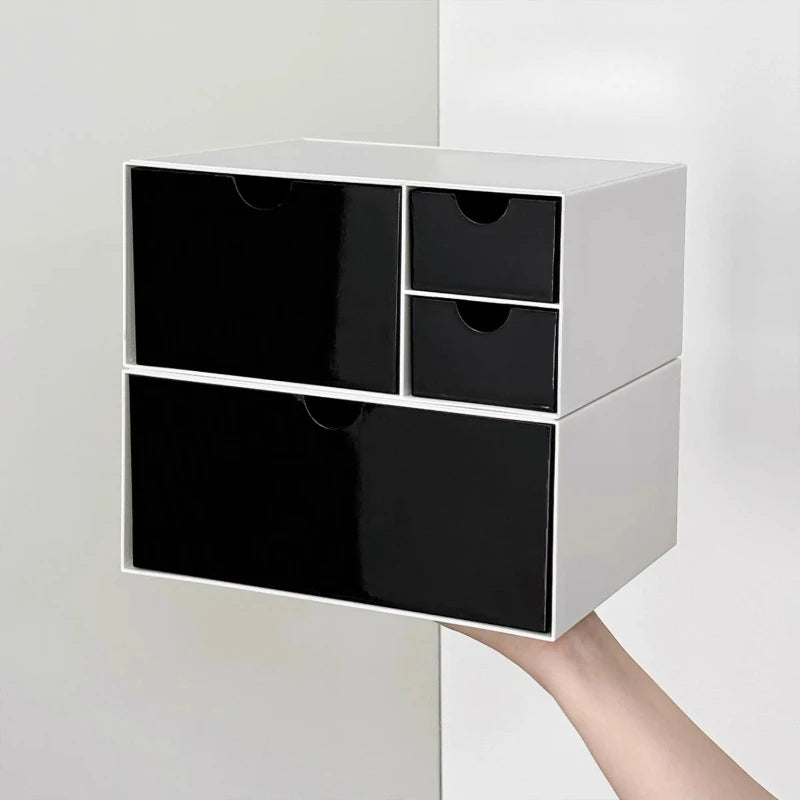 boîte rangement blanc noir tiroirs minimaliste moderne organisateur cosmétique multipurpose respectueux environnement