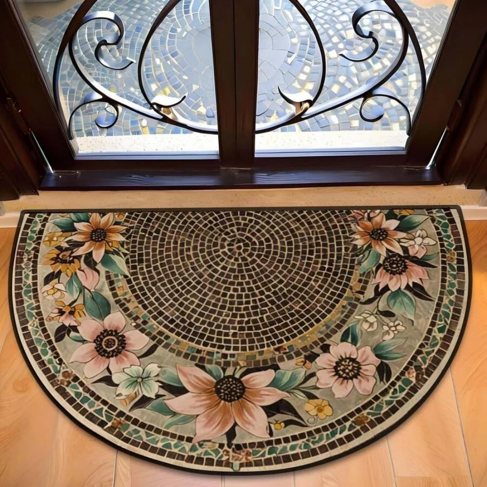 tapis d'entrée multicolore mosaïque antidérapant vintage résistant saleté facile entretenir
