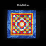 tapis traditionnel brodé patchwork géométrique couleurs vives élégant table manger