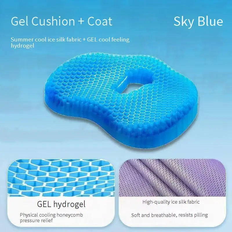 coussin soutien bleu réseau hexagonal contemporain gel respirant antidérapants adultes rond
