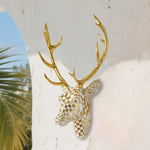 décoration murale tête cerf or blanc noir mosaïque moderne résine fixations murales deco animalier