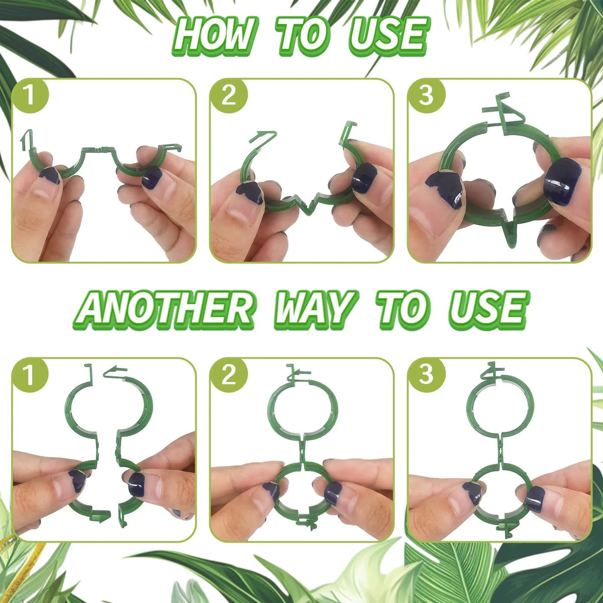anneaux support plantes vert clips bouton pression jardin utilitaires robustes 100pcs développement végétaux fleurs