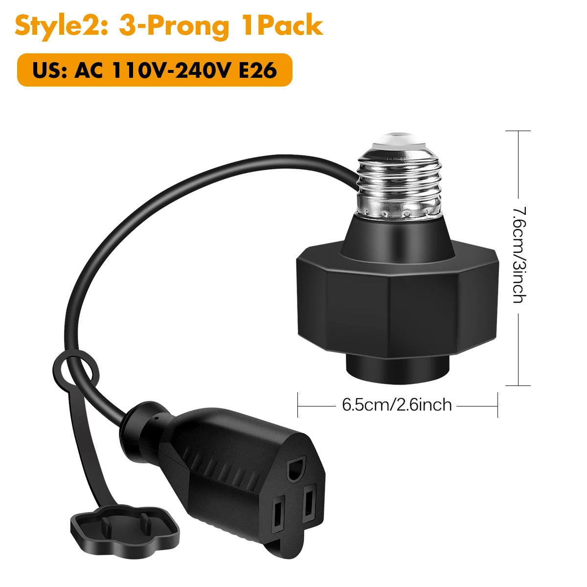socle lampe e26 noir moderne cable prise ampoule e26 certifié abs garantie
