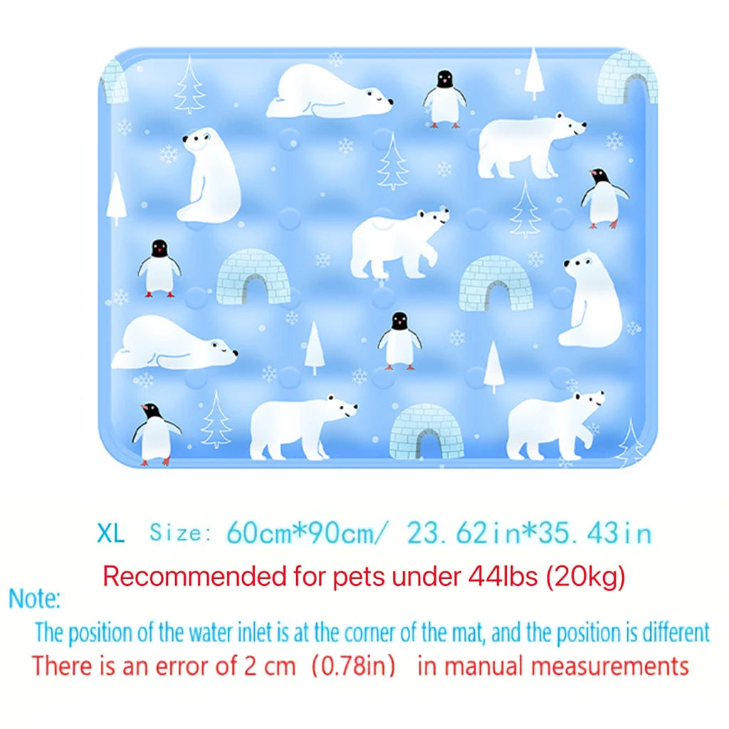 tapis refroidissement animal flocons neige polaire bleu clair moderne double bouchon orifice remplissage sécuritéintérieur