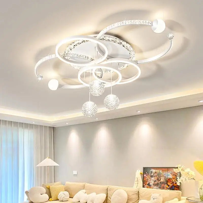 suspension lumineuse moderne chandelier led blanc noir or abstraite chambre salon