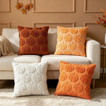 taies d'oreiller citrouille orange beige motifs imprimés jacquard doux polyester opaques maison