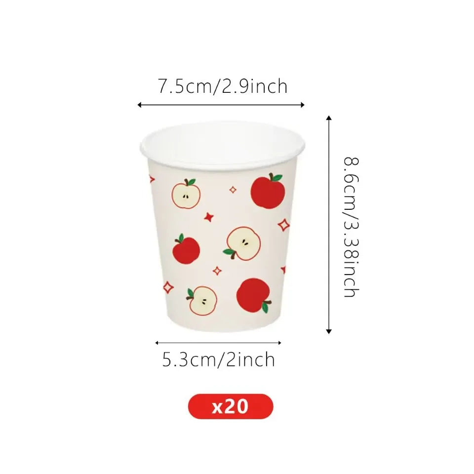 assiettes jetables rouge motif pomme moderne gobelets papier occasion fête anniversaire enfants parents