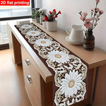 nappe lin marron motifs tournesols floral vintage dimension 90x35 150x59