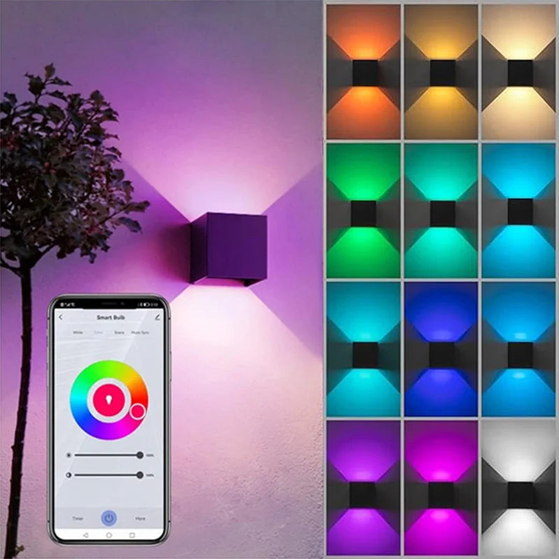 lampe murale led moderne noire blanche ip65 angle réglable rgbcct alexa google