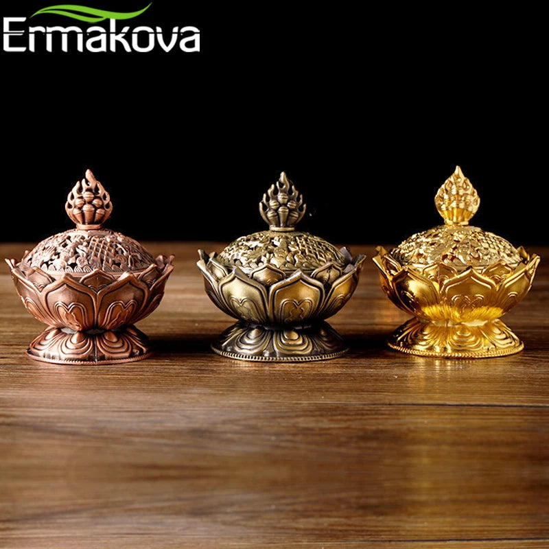 bougeoir encens bronze sculpté artisanal décoration maison apaisante traditionnelle large