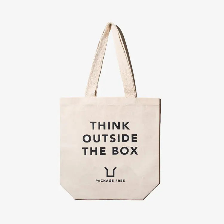sac main décontracté toile coton imprimé logo personnalisable noir blanc beige simple pratique