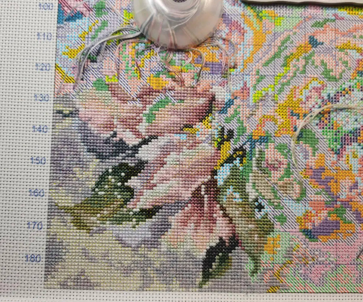 broderie coton multicolore fleurs feuilles artisanal kit 14ct 16ct 18ct plié moderne bricolage