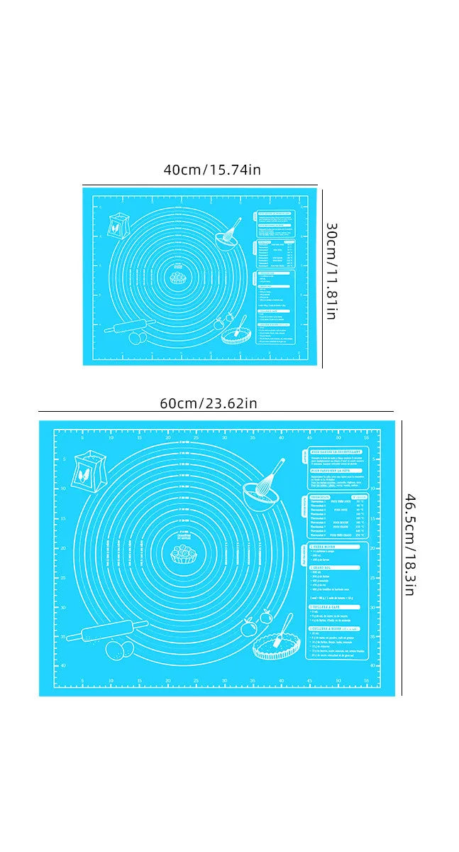 tapis pâtisserie silicone violet bleu rose motifs règles adhésif pratique décoratif 30x40cm 60x45cm