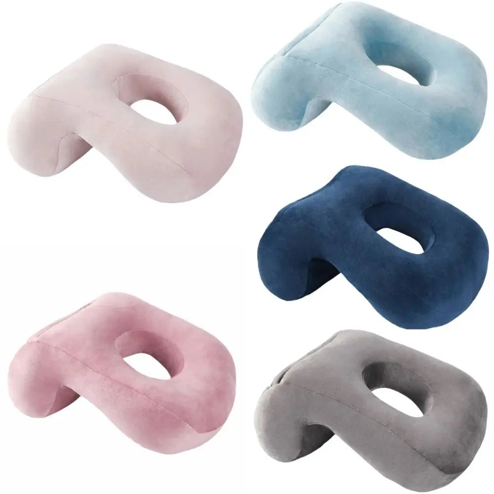 coussin voyage velours jaune bleu gris rose confortable poche mains mousse polyester ergonomique