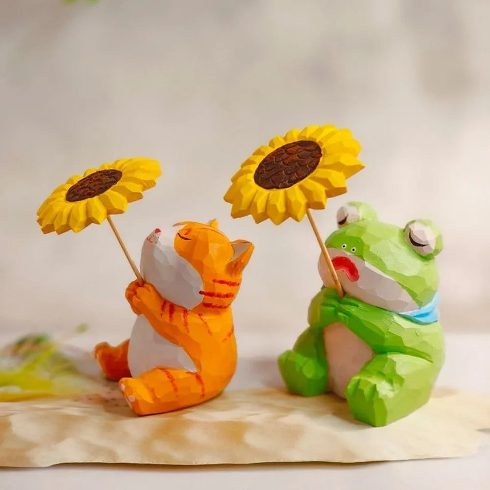figurines animales bois panda grenouille ours chat renard origami décoration erotique texture papier mâché