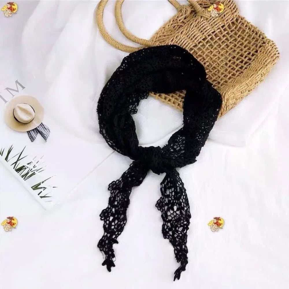 foulard dentelle motif floral blanc cassé classique vintage été femme junior décontracté polyester haute
