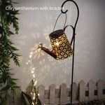 arrosoir lumineux solaire doré motifs floraux tringle noire led moderne jardinextérieur