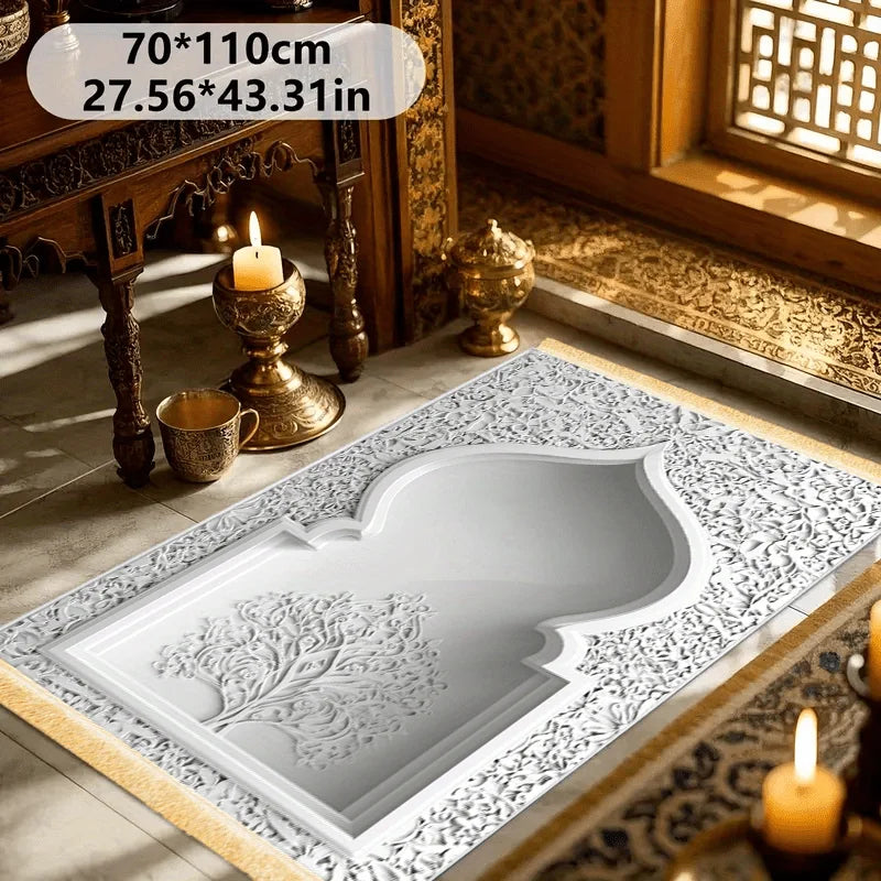 tapis rose ornements floraux lavable polyester classique voyage prière plage cuisine